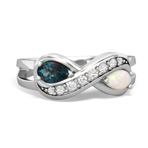 Lab Alexandrite Lab Created Alexandrite with Genuine Opal Diamond Infinity ring Ring