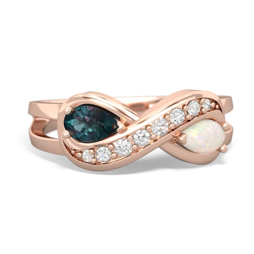 alexandrite-opal diamond infinity ring