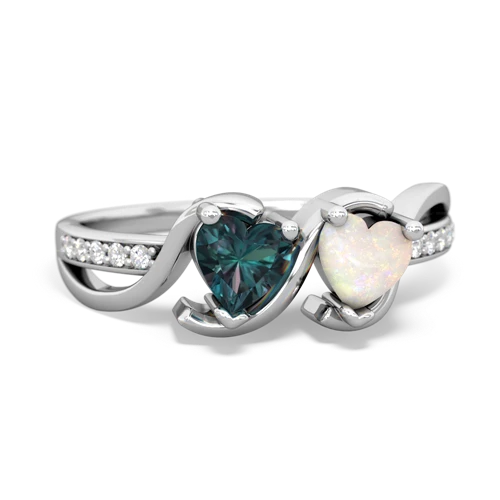 Lab Alexandrite Lab Created Alexandrite with Genuine Opal Side by Side ring Ring