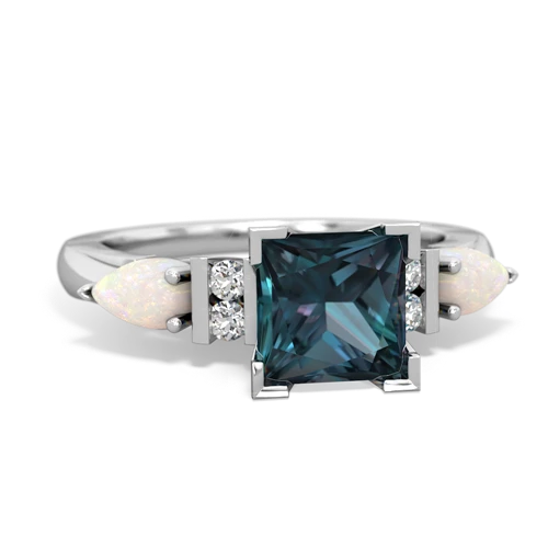 Lab Alexandrite Lab Created Alexandrite with Genuine Opal and Lab Created Sapphire Engagement ring Ring
