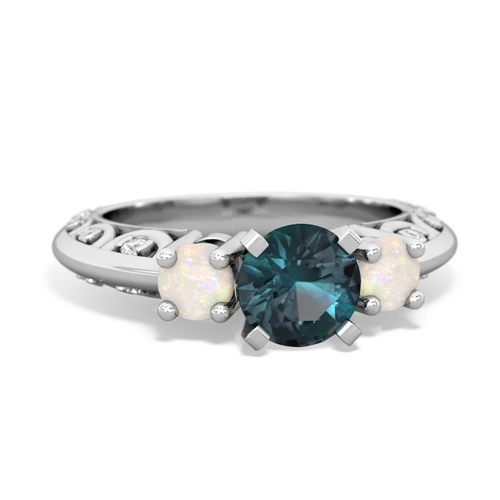 Lab Alexandrite Lab Created Alexandrite with Genuine Opal Art Deco ring Ring