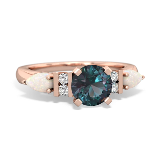 Lab Alexandrite Lab Created Alexandrite with Genuine Opal and Lab Created Sapphire Engagement ring Ring