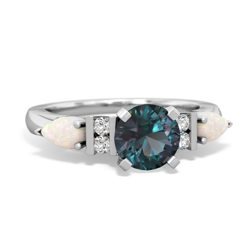 Lab Alexandrite Lab Created Alexandrite with Genuine Opal and  Engagement ring Ring