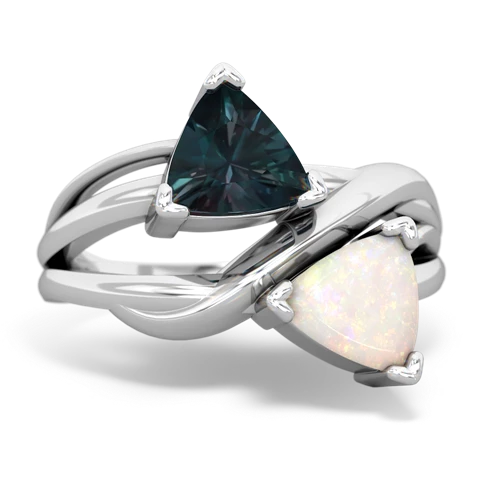 Lab Alexandrite Lab Created Alexandrite with Genuine Opal Split Band Swirl ring Ring