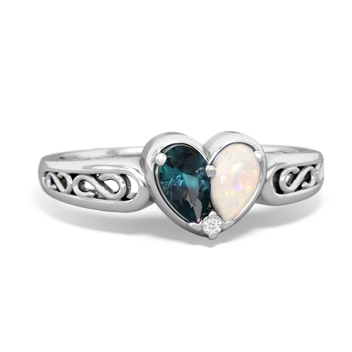 Lab Alexandrite Lab Created Alexandrite with Genuine Opal filligree Heart ring Ring