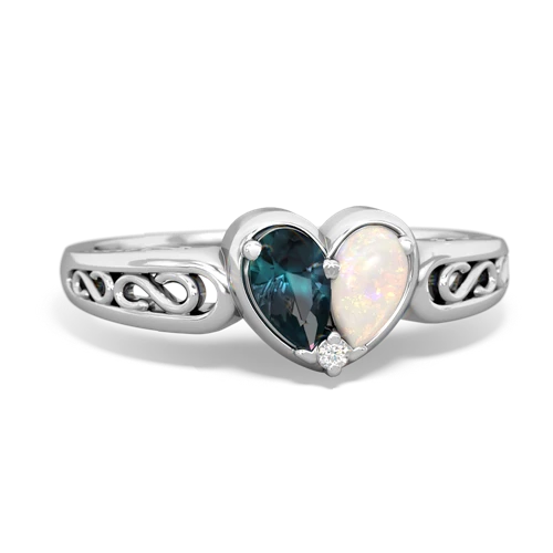 alexandrite-opal filligree ring