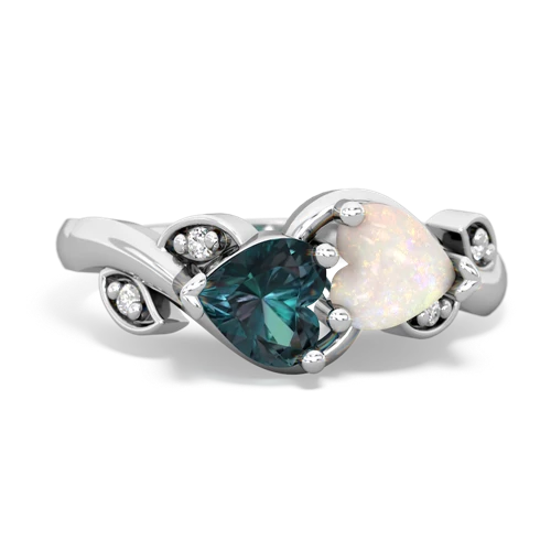 alexandrite-opal floral keepsake ring