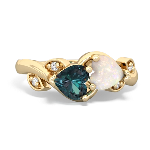 alexandrite-opal floral keepsake ring