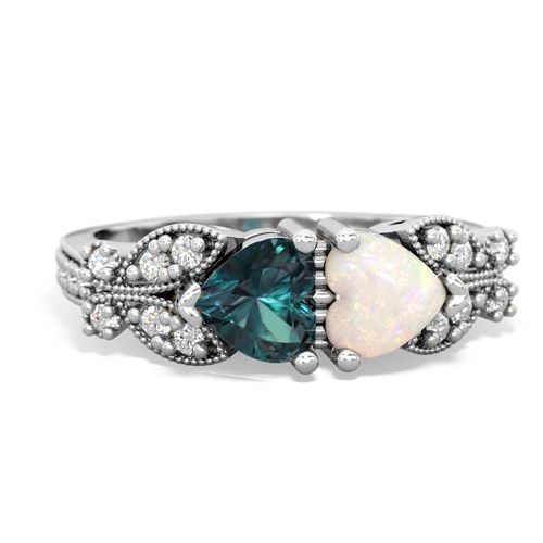 Lab Alexandrite Lab Created Alexandrite with Genuine Opal Diamond Butterflies ring Ring