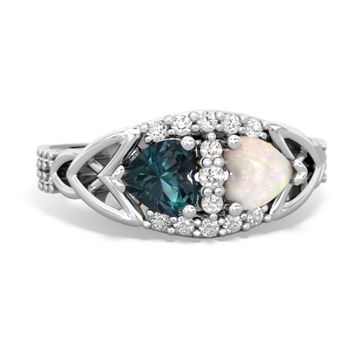 Lab Alexandrite Lab Created Alexandrite with Genuine Opal Celtic Knot Engagement ring Ring