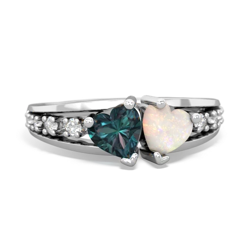 Lab Alexandrite Lab Created Alexandrite with Genuine Opal Heart to Heart ring Ring