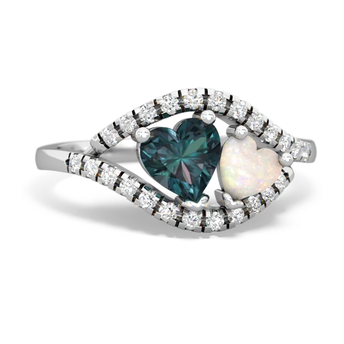 Lab Alexandrite Lab Created Alexandrite with Genuine Opal Mother and Child ring Ring