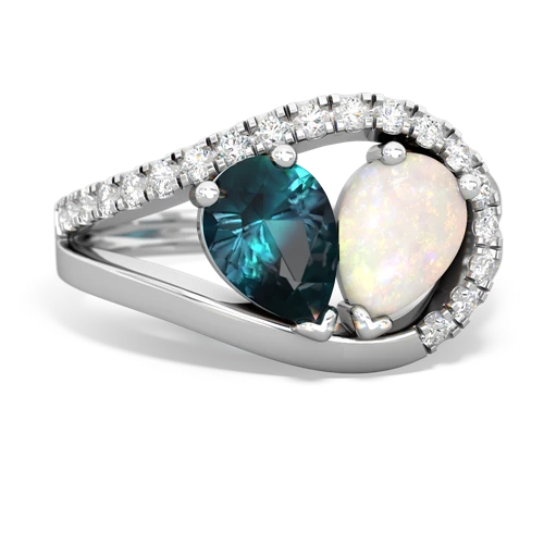 Lab Alexandrite Lab Created Alexandrite with Genuine Opal Nestled Heart Keepsake ring Ring