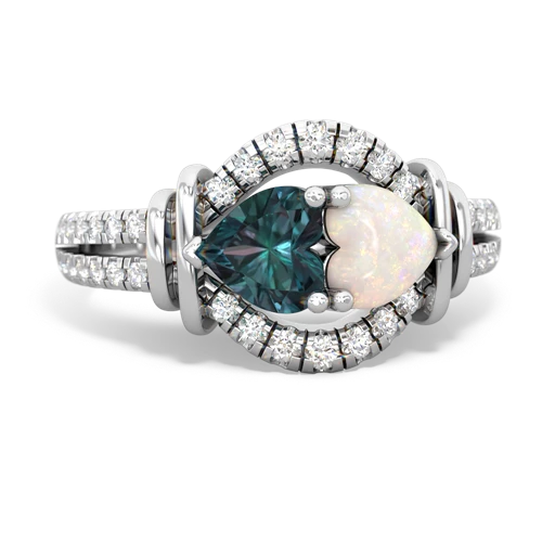 Lab Alexandrite Lab Created Alexandrite with Genuine Opal Art-Deco Keepsake ring Ring