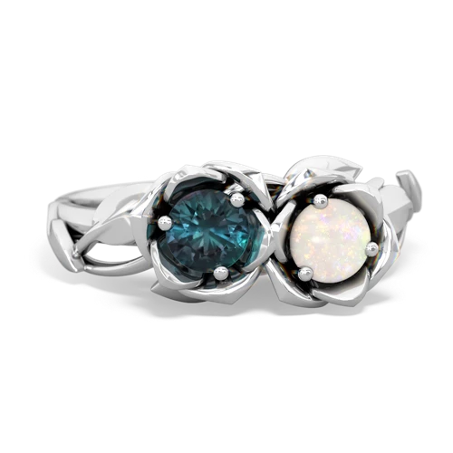 Lab Alexandrite Lab Created Alexandrite with Genuine Opal Rose Garden ring Ring