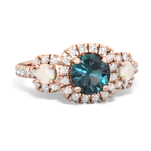 alexandrite-opal three stone regal ring