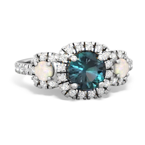 alexandrite-opal three stone regal ring