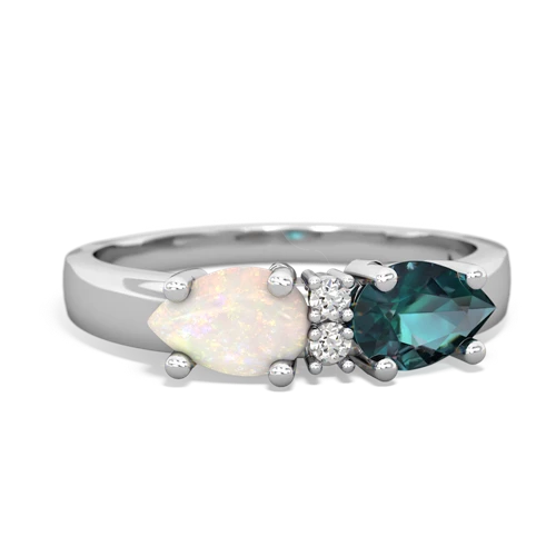 Lab Alexandrite Lab Created Alexandrite with Genuine Opal Pear Bowtie ring Ring
