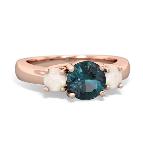 Lab Alexandrite Lab Created Alexandrite with Genuine Opal and Genuine Garnet Three Stone Trellis ring Ring