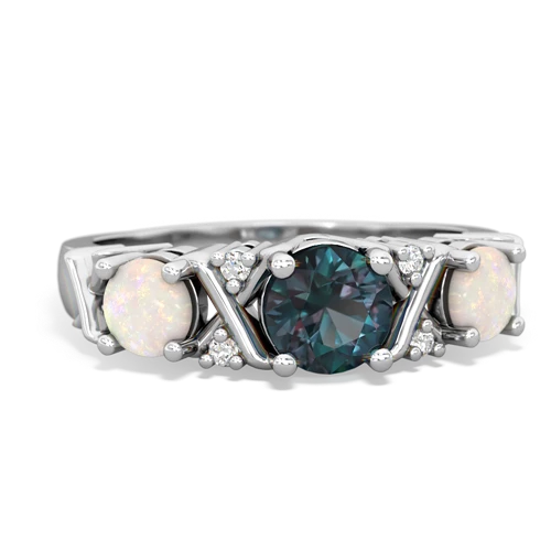 Lab Alexandrite Lab Created Alexandrite with Genuine Opal and Genuine White Topaz Hugs and Kisses ring Ring