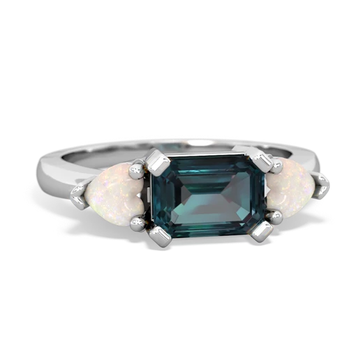 Lab Alexandrite Lab Created Alexandrite with Genuine Opal and  Three Stone ring Ring