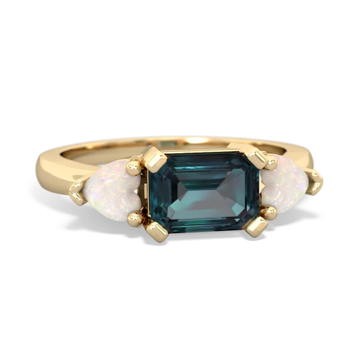 Lab Alexandrite Lab Created Alexandrite with Genuine Opal and Genuine White Topaz Three Stone ring Ring