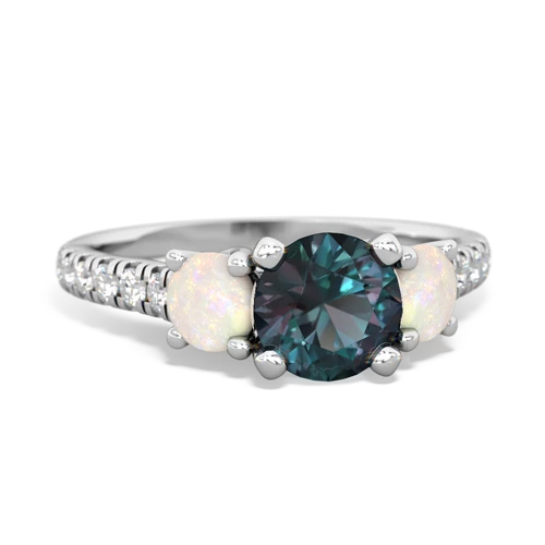 Lab Alexandrite Lab Created Alexandrite with Genuine Opal and  Pave Trellis ring Ring