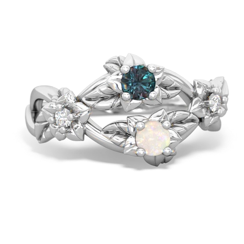 Lab Alexandrite Lab Created Alexandrite with Genuine Opal Sparkling Bouquet ring Ring