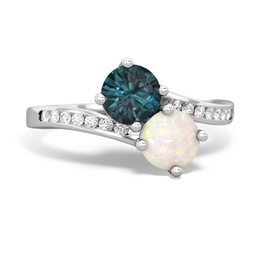 Lab Alexandrite Lab Created Alexandrite with Genuine Opal Keepsake Two Stone ring Ring