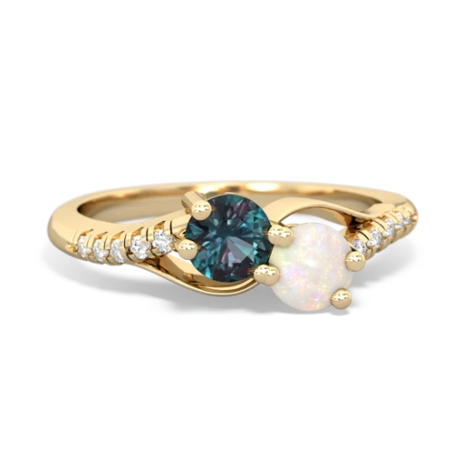 alexandrite-opal two stone infinity ring