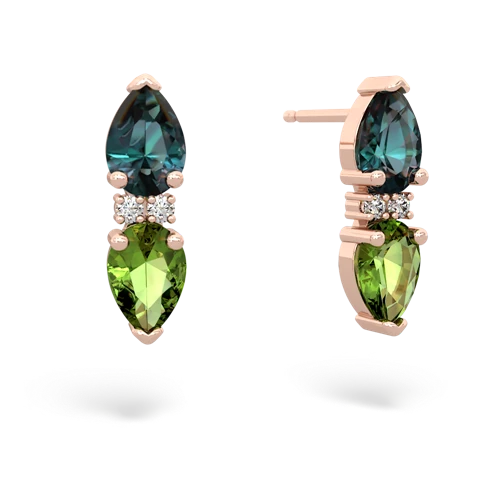 alexandrite-peridot bowtie earrings