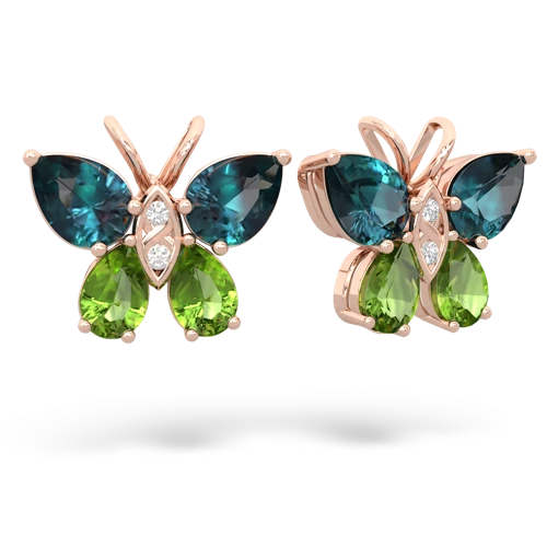 alexandrite-peridot butterfly earrings