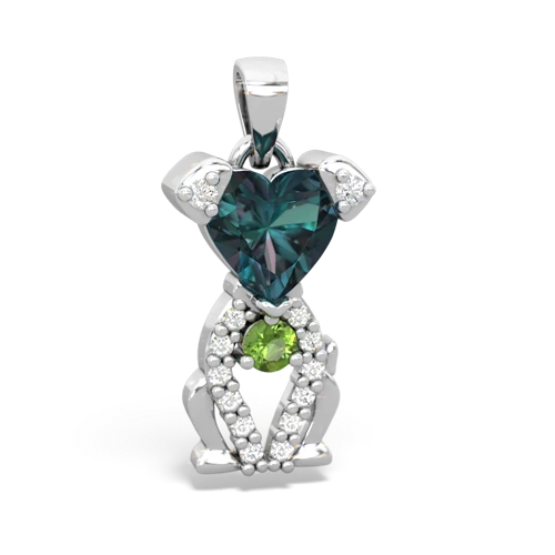 alexandrite-peridot birthstone puppy pendant