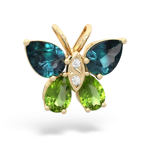 alexandrite-peridot butterfly pendant