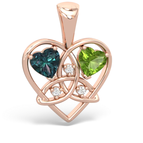 alexandrite-peridot celtic heart pendant