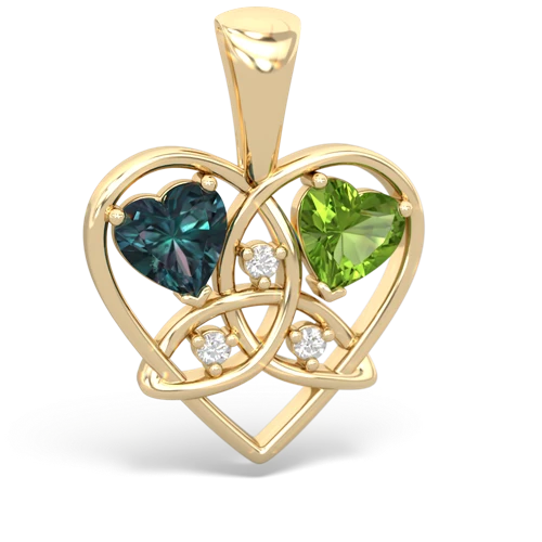 alexandrite-peridot celtic heart pendant