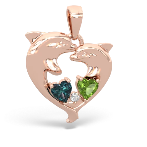 alexandrite-peridot dolphins pendant