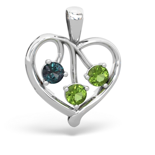alexandrite-peridot love heart pendant