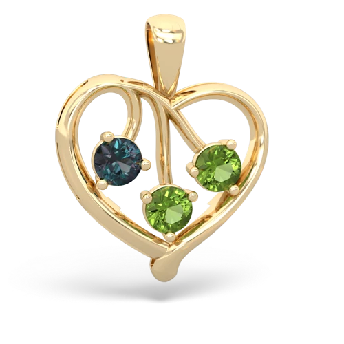 alexandrite-peridot love heart pendant