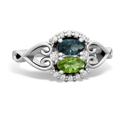 alexandrite-peridot antique keepsake ring