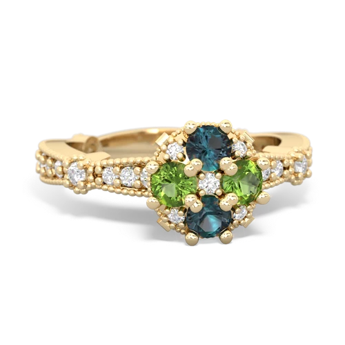 alexandrite-peridot art deco engagement ring