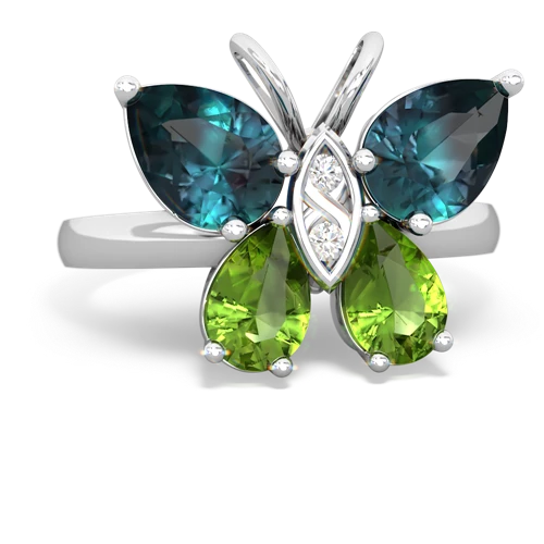alexandrite-peridot butterfly ring