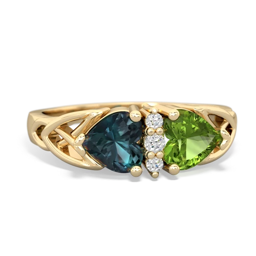 alexandrite-peridot celtic ring