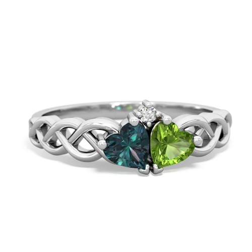 alexandrite-peridot celtic braid ring