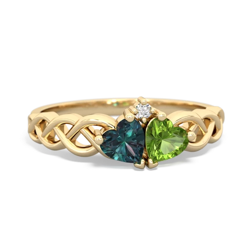 alexandrite-peridot celtic braid ring