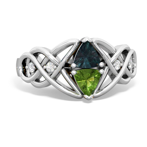 alexandrite-peridot celtic knot ring