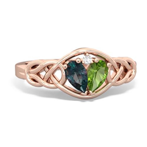 alexandrite-peridot celtic knot ring