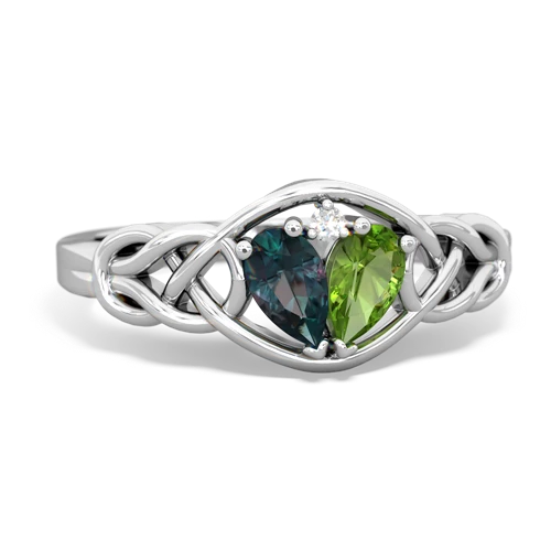 alexandrite-peridot celtic knot ring