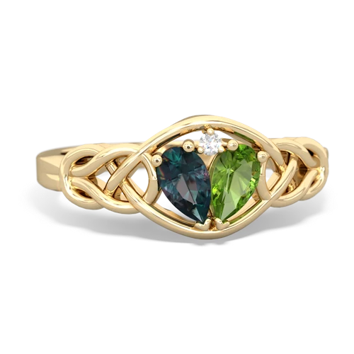 alexandrite-peridot celtic knot ring