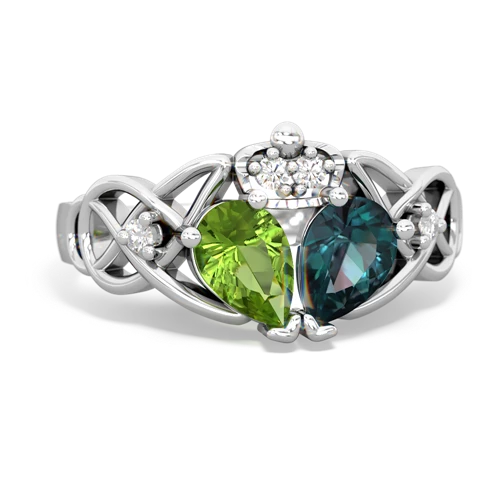 Lab Alexandrite Lab Created Alexandrite with Genuine Peridot Two Stone Claddagh ring Ring